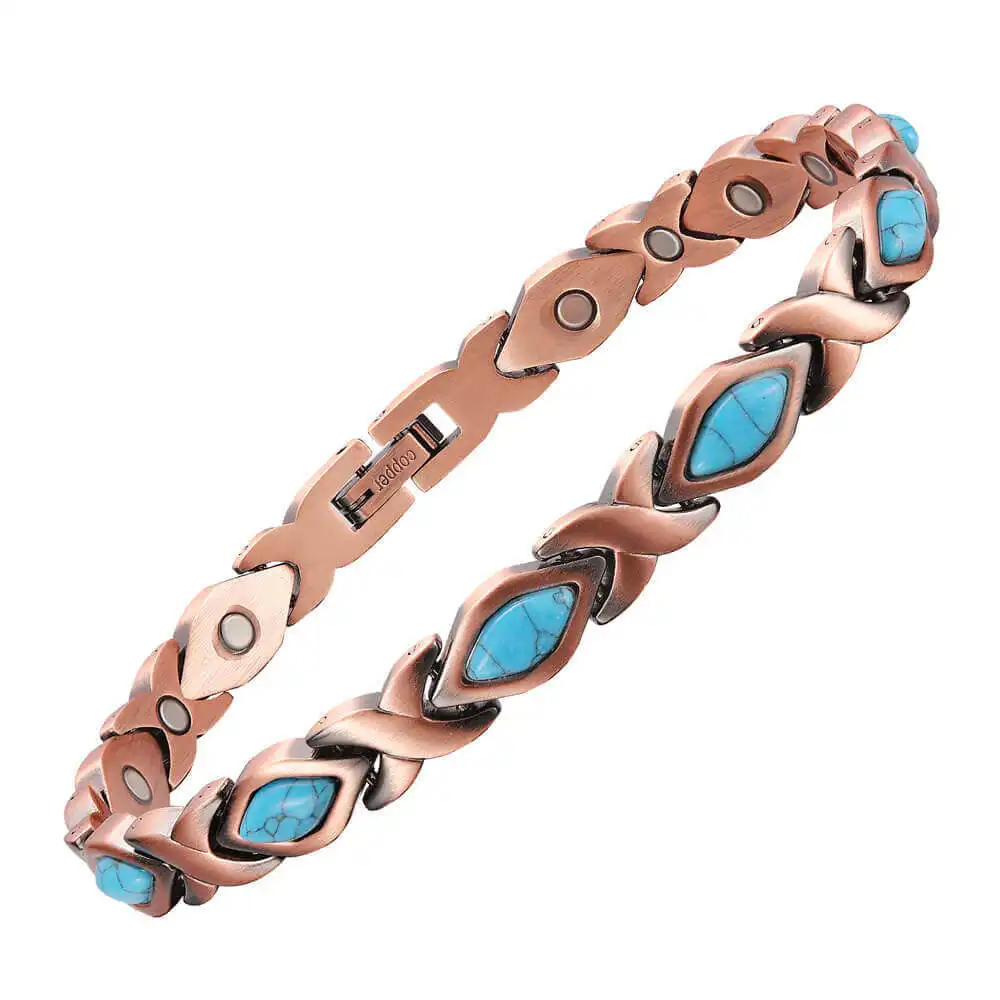 2022 Ins Fashion turquoise energy bracelets 99.95% pure copper magnetic health bracelets wholesale price