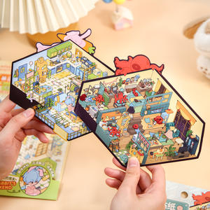 3 Hojas por Paquete <span class=keywords><strong>de</strong></span> Pegatinas 3D <span class=keywords><strong>de</strong></span> Paisajes, <span class=keywords><strong>Serie</strong></span> Cine en <span class=keywords><strong>Casa</strong></span>, Pegatinas Originales Hechas a Mano para Interiores, Pegatinas <span class=keywords><strong>de</strong></span> Escenas Divertidas - Product Image 1