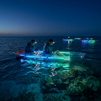 Kayak Transparente para 2 Personas, 3.36m, Policarbonato Cristalino, Luz LED, Fondo de Cristal Transparente, Canoa para Paseos Nocturnos en Resorts