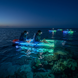 Kayak Transparente para 2 Personas, 3.36m, Policarbonato Cristalino, Luz <span class=keywords><strong>LED</strong></span>, Fondo de Cristal Transparente, Canoa para Paseos Nocturnos en Resorts - Product Image 1