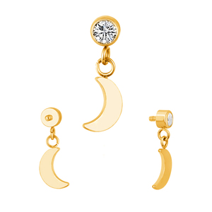 Juego de bisel de titanio CZ con colgante de Luna 16G Rosca interna Labert Helix Earring Top - Product Image 4