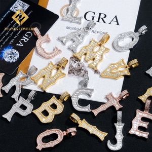 Joyería Hip Hop al por Mayor, Envío Directo, Plata de Ley 925, Diamante Moissanita VVS1 con Corte Baguette, Colgante con Inicial de la A a la Z para Hombre - Product Image 5