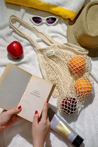 Long-Handled Cotton Mesh <b>Tote</b> <b>Bag</b> Reusable Grocery Net <b>Bag</b> for Promotions - Product Image 3