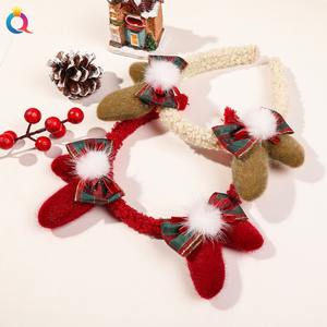 QIYUE عيد الميلاد قرون أفخم عصابات رأس الأياكة عقدة بريق عصابات رأس اكسسوارات شعر نسائية - Product Image 5