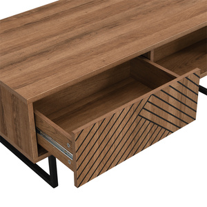 Mesa de Centro Moderna y Casual de Primera Calidad con Superficie Lineal de Madera y Estructura Metálica, Ligera y Fácil de Montar, Mueble para el Hogar - Product Image 6