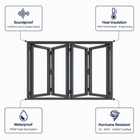Fenêtre pliante en aluminium JUNYAO avec joint EPDM, isolation thermique, insonorisation, verre trempé, certifiée CE NFRC AS2047, ODM, pour cuisine