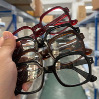 Montures de lunettes unisexes épaisses en acétate, anti-lumière bleue, monture intégrale, verres transparents solides, design coloré, tendance