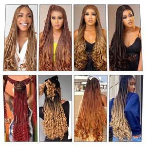 Vente en gros à bas prix – Cheveux synthétiques ondulés au crochet de 24 pouces, 150g, résistants à la chaleur, pour tresses françaises - Product Image 5
