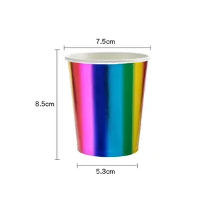工厂供应商250毫升8盎司小型一次性单壁激光光泽透明派对纸杯