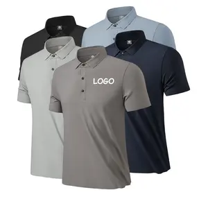 Dropshipping Polo da uomo personalizzata in bianco Polo in Nylon ad asciugatura rapida progetta su misura il tuo Logo del marchio t-Shirt da uomo Polo Top personalizzato