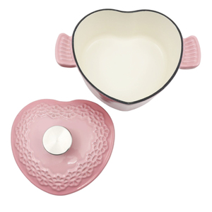 Casserole en <span class=keywords><strong>fonte</strong></span> émaillée élégante en forme de cœur rose gaufré multifonctionnelle - Product Image 2