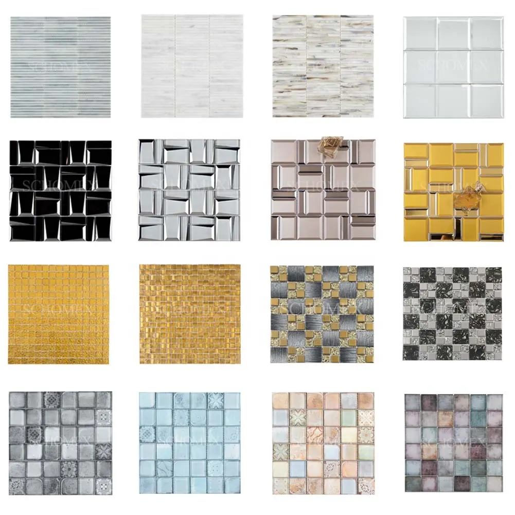 Schomex Wholesale Glass Mosaic Tile Crystal Mirror Wall Glass Mosaic Tile