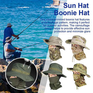 Breathable Hiking Camouflage Adjustable Boonie <b>Hat</b> <b>Summer</b> Outdoor Fishing Military-Style Sunscreen Boonie <b>Hat</b> With Mask - Product Image 6