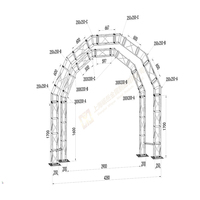 Pantalla de armazón de perno de luz de aleación de aluminio de 200x200mm, arco cuadrado curvo, escenario, evento, concierto, techo, exhibición de armazón de tela certificada CE