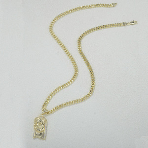 Collar de Moda Hip Hop con Colgante de Jesús Grande Chapado en Oro de 14k con Circonitas Cúbicas, <span class=keywords><strong>Cadena</strong></span> Cubana, para Hombre y Mujer, Venta Directa - Product Image 5