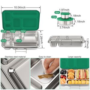 Aohea Contenants sans BPA Boîte à lunch en acier inoxydable étanche au lave-vaisselle Enfants Adultes Bento Boîte à lunch - Product Image 5