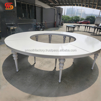 Table de réception ronde en verre blanc, best-seller, grande table de banquet en forme de S, pour les événements hôteliers