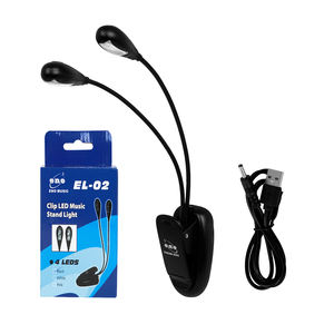 Venta al por mayor con batería externa, luz de clip de luz LED de puntuación de música de doble cabezal de doble Polo, negro - Product Image 1