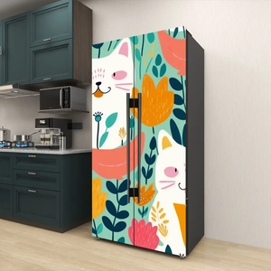 Impresión bajo demanda autoadhesiva vinilo puerta <span class=keywords><strong>Mural</strong></span> pegatina, Peel and Stick extraíble refrigerador envoltura calcomanía decoración del hogar - Product Image 5