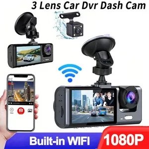 Caméra <span class=keywords><strong>de</strong></span> tableau <span class=keywords><strong>de</strong></span> bord <span class=keywords><strong>de</strong></span> voiture à trois objectifs Full HD 1080P avec vision nocturne, enregistreur vidéo avec caméra arrière, compatible DVR, caméra <span class=keywords><strong>de</strong></span> voiture avec WIFI intégré - Product Image 4