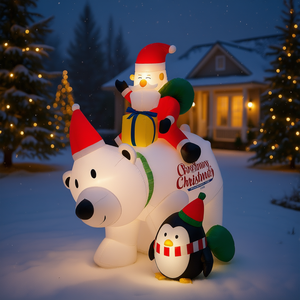Babbo Natale Gonfiabile a Cavallo su Orso, Decorazione Natalizia da Esterno 7 Piedi, Addobbo Festivo in PVC - Product Image 2
