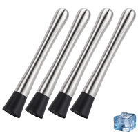 Lot de 4 pilons à cocktail en acier inoxydable 304, ensemble de pilons à cocktail, écraseur de fruits, hachoir à glace pour bar, fête, maison