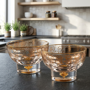 Tazón de Cristal con Lámina de Oro de 24k, Tallado, Ecológico, Bonito y Decorativo, para Servir en Fiestas y en el Hogar - Product Image 4