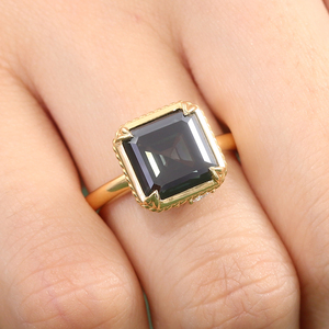 Bague de festival PROVENCE en or 18 carats avec <span class=keywords><strong>pierre</strong></span> précieuse noire de 3,5 carats, taille Asscher, sertie de 4 griffes, en moissanite, pour hommes et femmes - Product Image 3