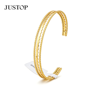 กำไลข้อมือสตรี Justop สแตนเลสสตีลชุบทอง กันน้ำ ป้องกันอาการแพ้ ไม่หมอง ทันสมัย สวยงาม อุปกรณ์เครื่องประดับแฟชั่น - Product Image 2