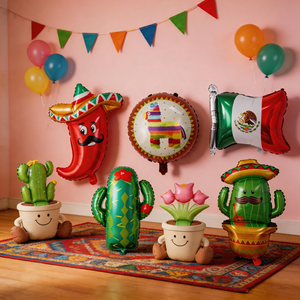 Globo de Aluminio con Forma de Árbol de Cactus, Sombrero de Pimiento de Alpaca, Taco Mexicano, para <span class=keywords><strong>Fiesta</strong></span> de Carnaval, Decoración con Letras del Alfabeto - Product Image 6