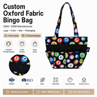 Sac fourre-tout personnalisé pour marqueurs de bingo, en tissu Oxford, multi-poches, organisateur d'accessoires de bingo, avec cordon de serrage et fermeture éclair