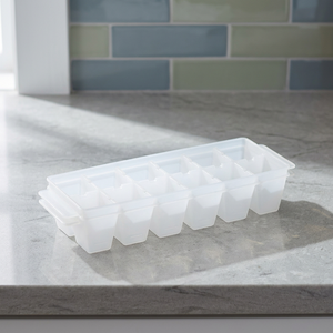 Confezione da 2 vassoi per cubetti di ghiaccio in plastica bianca, 12 cubetti di ghiaccio, 260x95x45 mm - Product Image 3