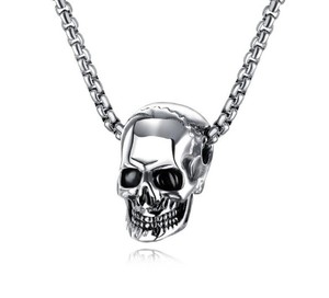 Collier pendentif crâne <span class=keywords><strong>vintage</strong></span> Halloween en acier inoxydable avec chaîne en corde, style punk pour homme, cadeau pour fiançailles, mariage, fête, anniversaire - Product Image 2