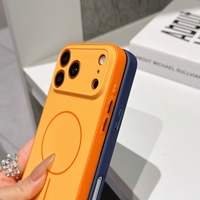 Coque de téléphone magnétique fine, toucher doux, couleur contrastée 2-en-1, compatible avec iPhone 17 Pro Max 16 15