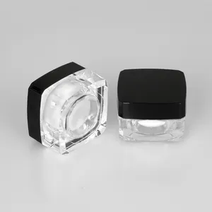 In Stock Popular Unique 20g 20 Ml Clear Black Lid Cosmetic Acrylic Jars Small Face Cream Empty Facial Cream Containers