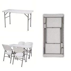 Nhà Máy Trực Tiếp Giá Trọng Lượng Nhẹ Nhựa Bảng Top Chân Thép Tuổi Đời Gấp Bảng Cho Ngoài Trời - Product Image 4