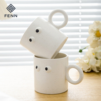Mug à café en céramique FENN Funny Eye, Mug fantaisie en grès moucheté avec yeux 3D en relief et anse annulaire, Vente en gros, Logo personnalisé