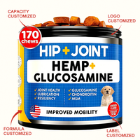 Complément alimentaire pour chiens 9-en-1 avancé pour les hanches et les articulations, glucosamine, chondroïtine, MSM, chanvre, comprimés à mâcher, 170 unités, saveur poulet