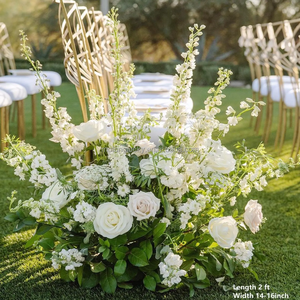 Arrangements floraux de style <span class=keywords><strong>jardin</strong></span> 50 cm, fleurs artificielles vert émeraude au toucher réel, centre de table en rangée de fleurs, fleurs d'allée de mariage, couleur terre cuite - Product Image 4