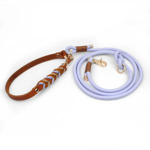 Set Guinzaglio e Collare per Cani Multifunzionale Intrecciato a Mano in Vera Pelle Regolabile Traspirante per Tutte le Stagioni - Product Image 6