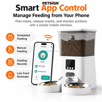 Distributeur automatique de nourriture pour animaux de compagnie Petsign, distributeur automatique de nourriture pour chats 6L Wifi, distributeur de nourriture sèche à double bol, contrôle par application, batterie de secours pour chats d'intérieur
