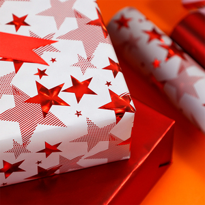 Alta calidad al por mayor 80g 43*300cm estrella Diagonal raya papel de embalaje papel de regalo - Product Image 3