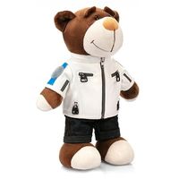Uyeah tous les âges moto coureur personnalisé en peluche animal ours en peluche jouet avec casque et combinaison de course pour cadeau amusant
