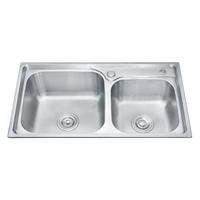 Évier de cuisine rectangulaire OEM/ODM avec robinet, emboutissage par tirage profond, quatre trous, en acier inoxydable 304/201, double bac, pour le Moyen-Orient