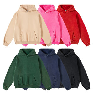 Unisex Heavyweight <b>Sand</b> Wash Fleece <b>Hoodies</b> Custom Logo Printed Plain Polyester/Cotton Solid Pattern for Autumn Season - Product Image 6