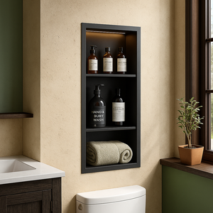 Noir étanche cuisine toilette caché salle de bain mur <span class=keywords><strong>Niche</strong></span> <span class=keywords><strong>douche</strong></span> métal salle de bain intégré en acier inoxydable <span class=keywords><strong>Niche</strong></span> - Product Image 4