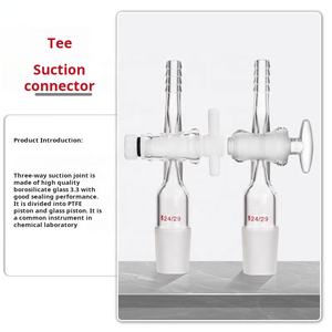 Laboratuvar vakum Boro <span class=keywords><strong>3.3</strong></span> cam vakum adaptörü üç yollu T şekil akış kontrol adaptörü ile cam ve PTFE Stopcock - Product Image 4