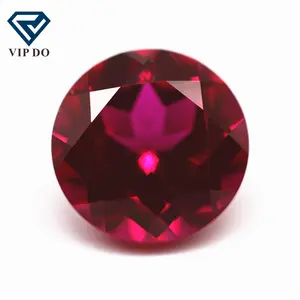 4.0mm-14mm round natural cut cultivated ruby red loose gemstones round shape laboratory cultivation of blood red rubies gems