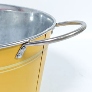 ถังน้ำแข็งเหล็กชุบสังกะสีรูปไข่สีเหลือง16ลิตรสำหรับปาร์ตี้ถังใส่เครื่องดื่มสำหรับปิกนิกถังน้ำแข็งโลหะ - Product Image 4