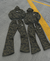 Ensemble survêtement personnalisé grande taille pour homme, motif camouflage Real Tree, délavé à l'acide, coupe ample et évasée, style jogger